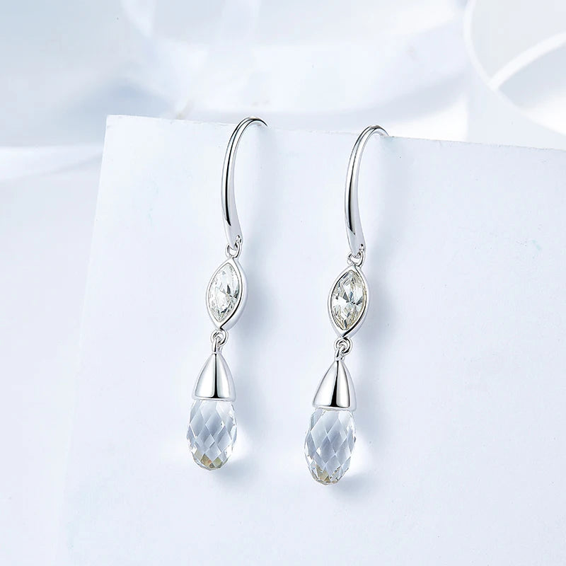 Tonglin New Arrival Rhodium Plated Water Drop Copper Hook Earrings Crystal Dangle Earring for Women Fashion
