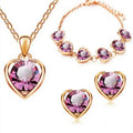 DAIHE New 3pcs Set Heart Jewelry Set Fashion Crystal Necklace Earrings Crystal Heart Jewelry Sets