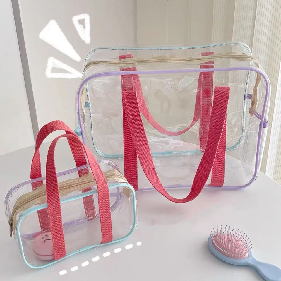 Macaron Makeup Bag PVC Transparent Tote Bag Going Out Large Capacity Waterproof Toiletry Bag