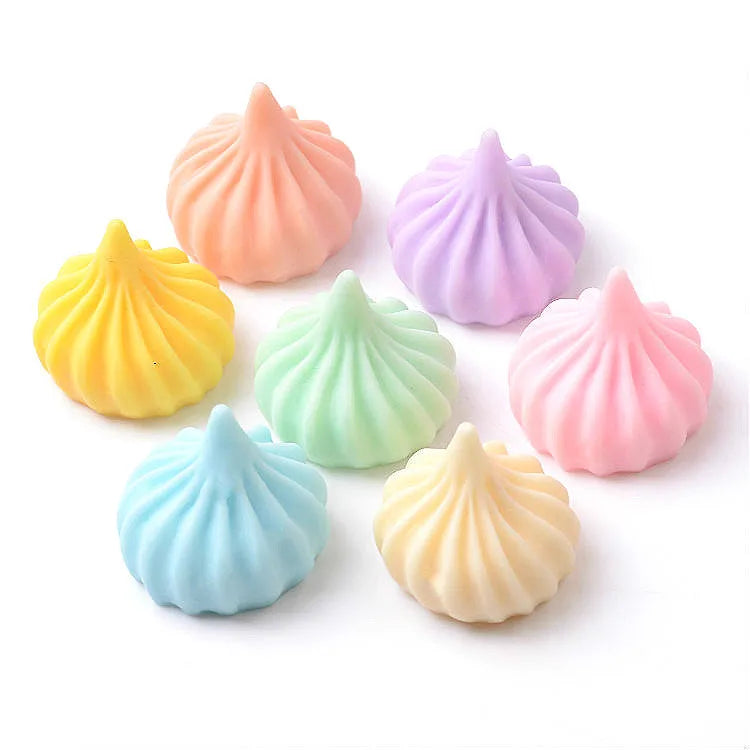 Hot Sale 19mm 24mm Round 3d Simulation Resin Meringue Sugar Sweet Cabochon Diy Accessories
