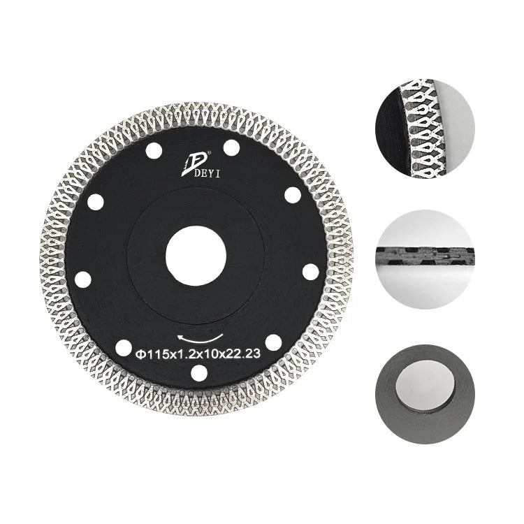 DEYI Hot Pressed X Mesh Turbo Diamond Blade Dry/wet Diamond Saw Blade Cutting Disc 115mm/4.5" for Ceramic Tile Marble and Dekton