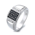 925 Sterling Silver CZ Diamond Black Men's Ring