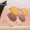 X108 Custom Zhengda Round Metal Eyeglasses Frame with Clip on Sun Shade Sunglasses