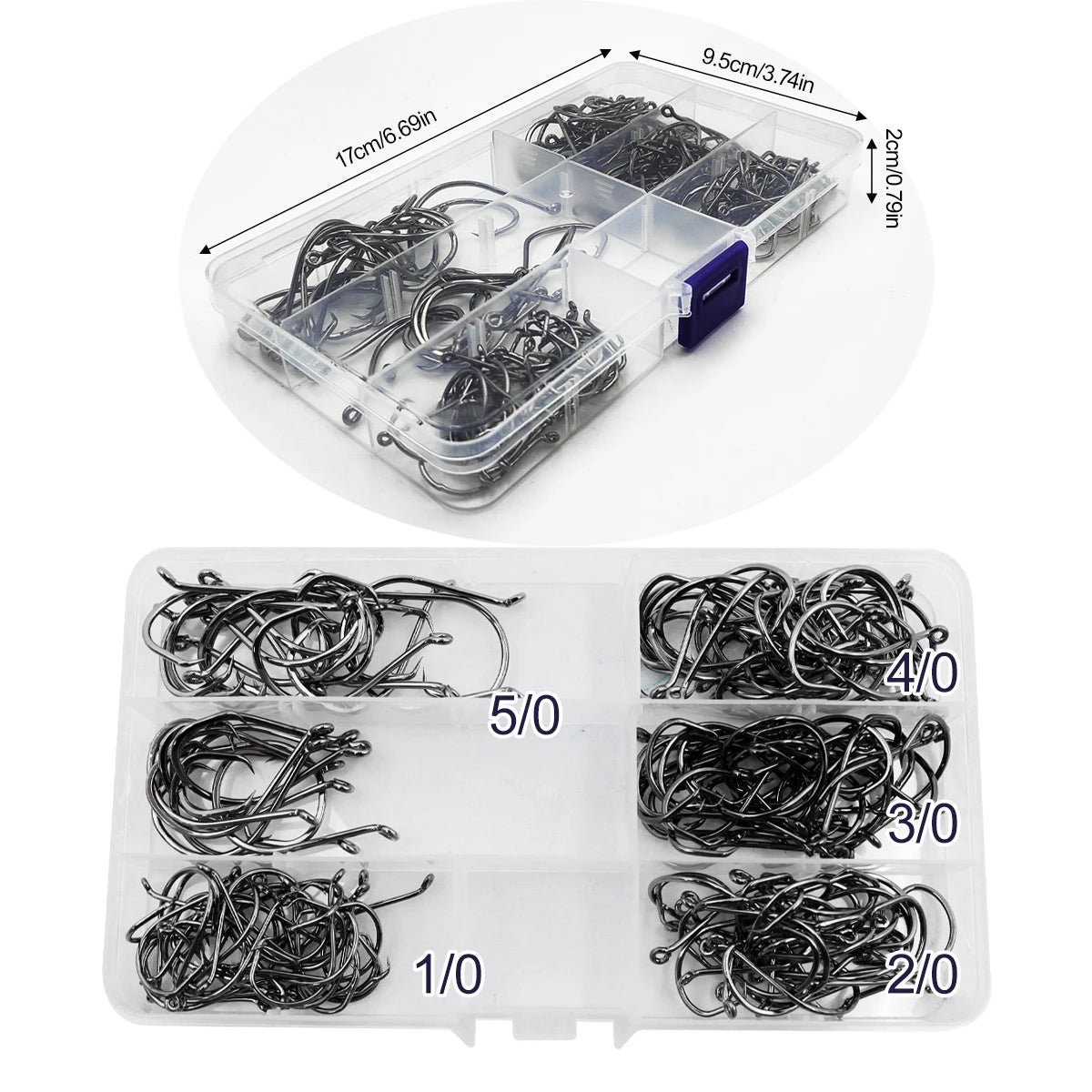 150pcs/box High Carbon Steel 1/0~5/0 Circle Hook Barded Stinging and Crooked Mouth Fishing Hook Fishing Gear and Tackle Access