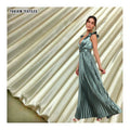 Golden Polyester Shiny Accordion Pleated Satin Fabric High-End Opaque Dress Duchess Satin Like Silk Fabric