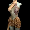 Ocstrade Kleid Rose Gold Aplique Rhinestone Bodice for Birthday Dresses Women Sexy Elegant Club Mesh Dresses Sexy Women Clothing