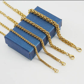 Wholesale 18K Gold Plated Stainless Steel 3mm 4mm 5mm 6mm Stainless Steel Flower Basket Thick Basic Chain Bracelet Unisex