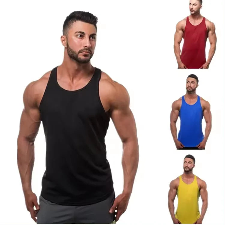 Wholesale Cotton Solid Color Printed Embroidery logo Gym Wear Fitness Sleeveless Men's Sport Vest Men tank Top Gym Vest