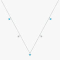 925 Sterling Silver Daily Fine Jewelry Fashion Stunning Turquoise Clear CZ Link Chain Charm Necklace for Women