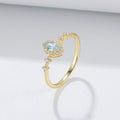 Manufacturer Wholesale 925 Sterling Silver Micro-inlaid Zircon Geometric Sky Blue Topaz Gold Plated Ring Jewelry