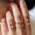 RS0003 7 Pcs/set New Fashion Gold Color Open Ring Sets Pretty Butterfly Rings Women Jewelry