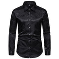 New Men's Jacquard Casual Long Sleeve Shirt European Code Fashion Brand Casual Slim-fit Lapel Shirt