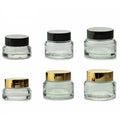Cheap Price 15g 30g 50g Empty Clear Glass Containers with Plastic Caps for Skin Care Cream and Face Cream