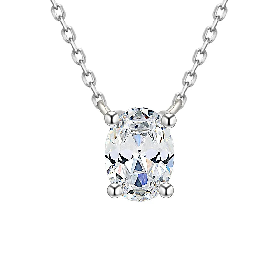 Oval Shape Zircon Pendant Necklace Sterling Silver 925 Jewellery Necklaces for Women Silver 925 Necklaces