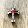Stainless Steel Religious Cross Cremation Urn Necklace Pendant for Ashes Keepsake Memorial Red Crystal Claddagh Celtic Holder