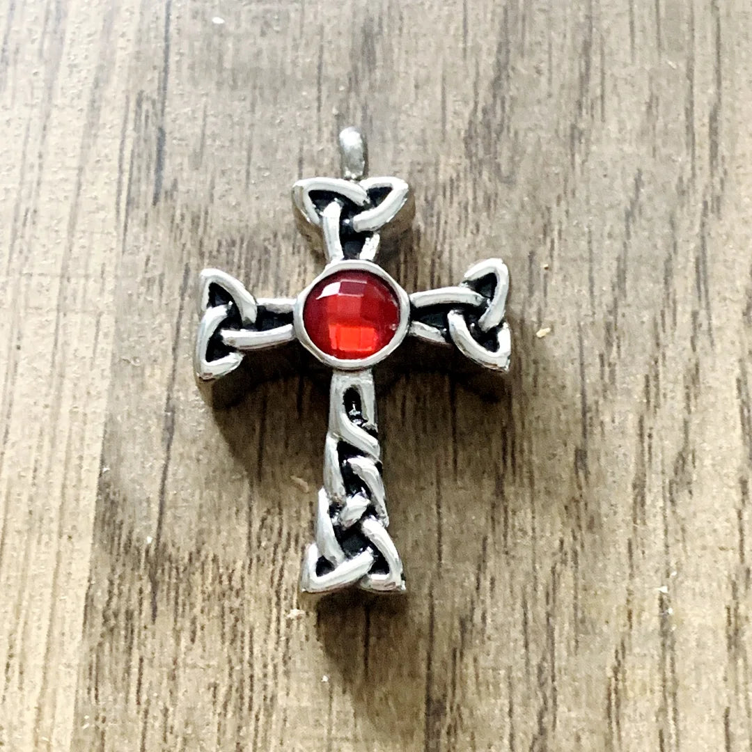 Stainless Steel Religious Cross Cremation Urn Necklace Pendant for Ashes Keepsake Memorial Red Crystal Claddagh Celtic Holder