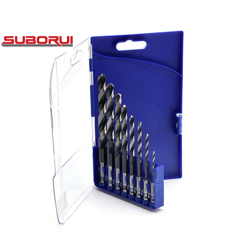 Fully Ground 8pcs Hex Shank Brocas HSS Impact Drill Bit Set for Metal Drilling