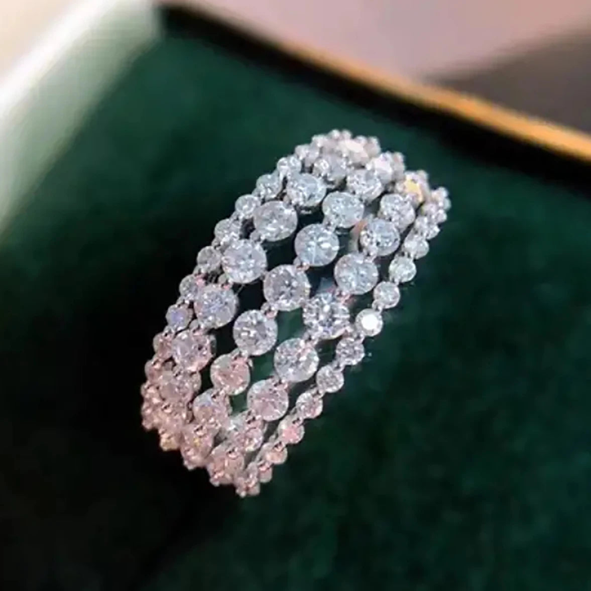 CAOSHI High Quality Custom Multi Layers Design Round Cubic Zirconia Band Rings for Elegant Silver Plated Rings for Women Jewelry