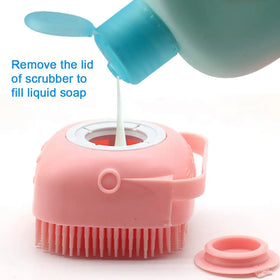 Kingtale Soft Silicone Pet Shampoo Massage Dispenser Grooming Shower Brush for Short Long Haired Dogs and Cats Washing