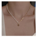 2024 New Delicate Women Collares Para Mujer Pearl Asymmetric Glossy Love Pendant Fashion Jewelry Heart Pendant Necklace