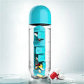 Beeman 600ml Portable Plastic Bottle 2 in 1 Pill Box Water Bottle Outdoor Travel Convenience Bottle