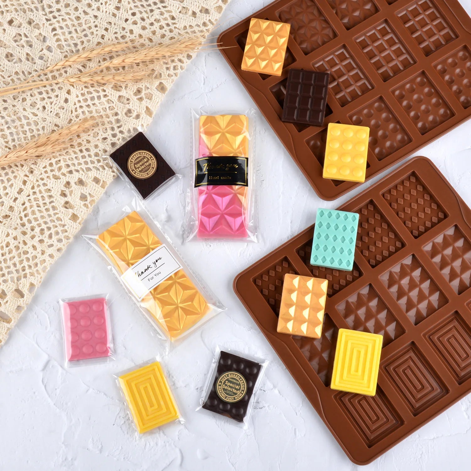 HY Break Apart Mini Chocolate Bar Silicone Molds for Wax Melts Chocolate Cake Tools