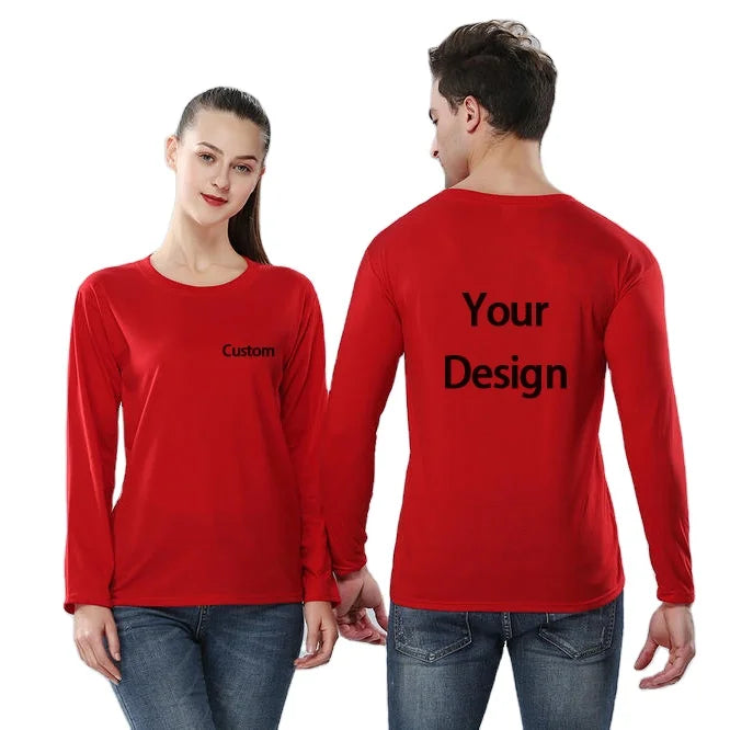 High Quality Men's & Women's Long Sleeve T-Shirt Custom Printed Logo Cotton Blank Plain Design for Ladies