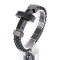 Punk Men's Jewelry Cross Stainless Steel Charm Bracelets Gold Silver Black Fashion Titanium Steel Bracelet for Men