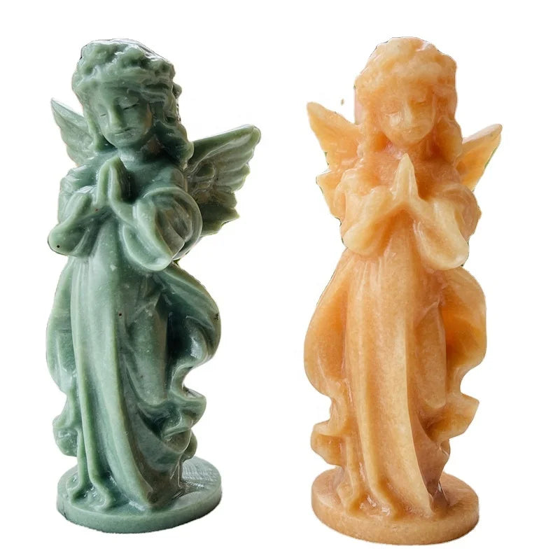 Natural Crystal Stone Carved Nephrite Angel Statue Crystal Angel Figurine