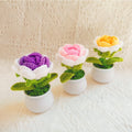 2023 Handmade Crochet Mini Potted Sunflowers Knitted Flowers Pot 100% Wool for Home Table Decor Islamic Wedding Novelty Birthday