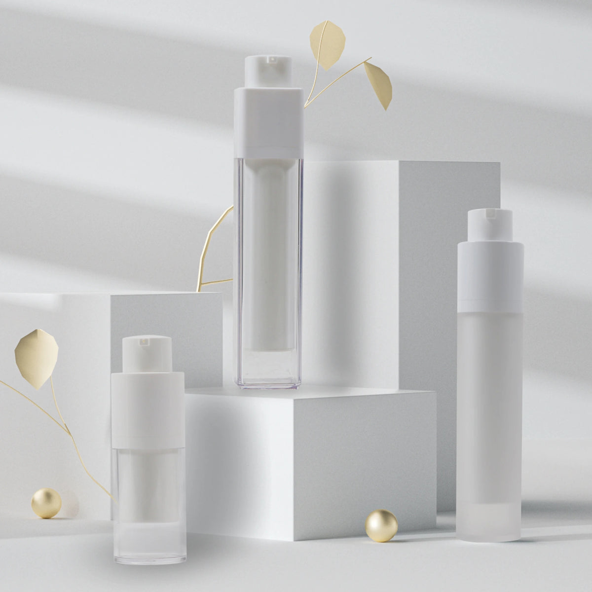 Empty Double Wall Airless Bottle 15ml 30ml 50ml ABS Cap Customize Frosted Color and logo Airless Bottle