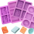 HY Tropical Leaf Silicone Soap Mold 6 Cavity Square Ellipse Mold with Leaf Design for Cake Lotion Bar Making Mold