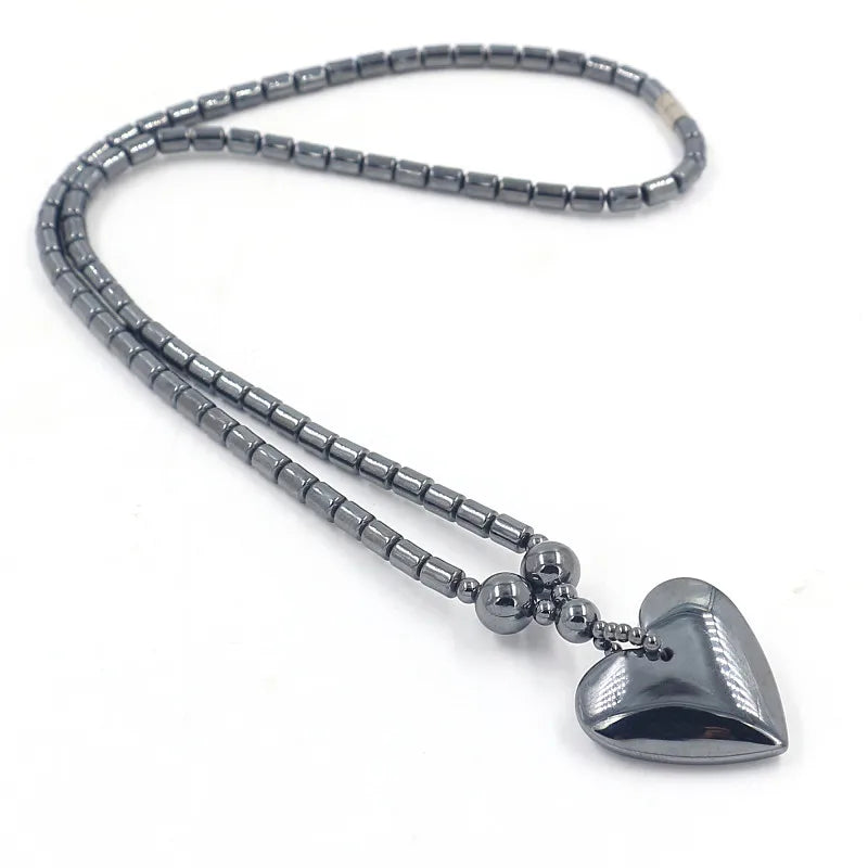 Heart Shaped Pendant Necklaces Cross Dolphin Geometric Hematite Beaded Short Necklace for Men Women