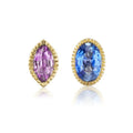 LOZRUNVE Fashion Jewellery Classic 18k Gold Plated Gemstone Solitaire Stud Earring Set