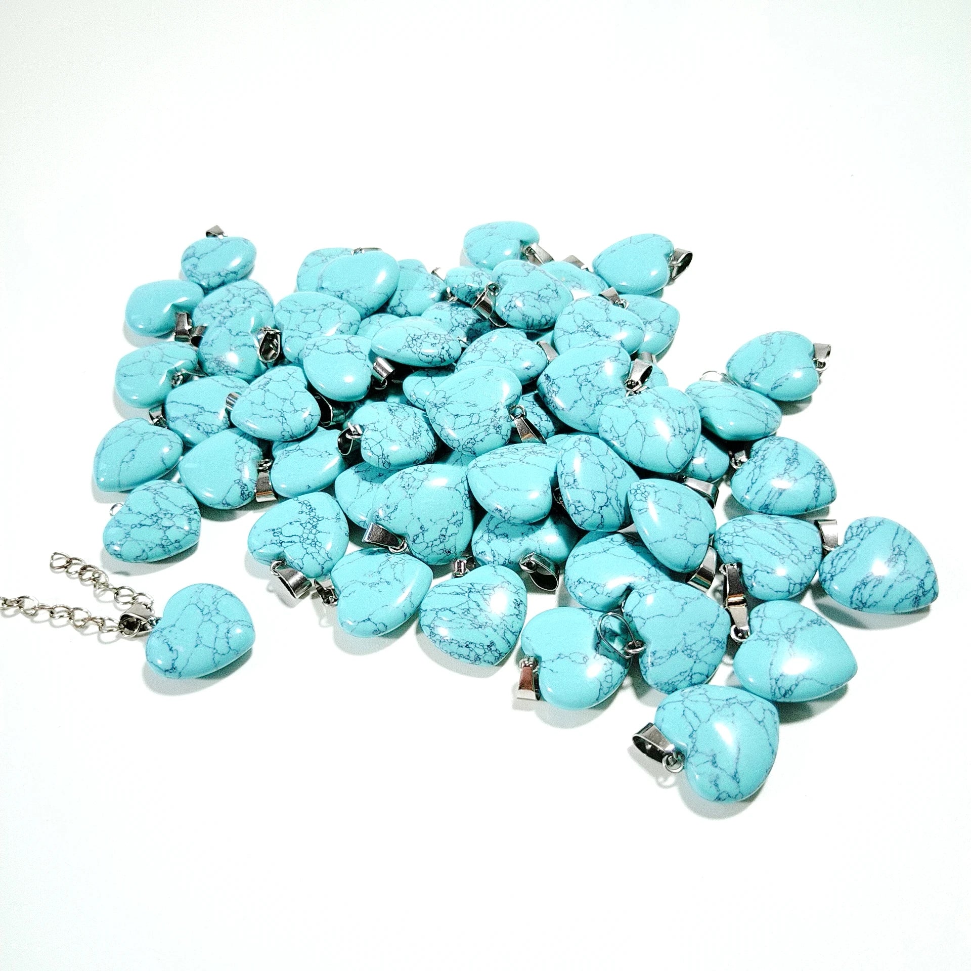 2026 In Hot popular mix designs heart shape natural gemstone type Blue turquoise pendant for jewelry necklace making