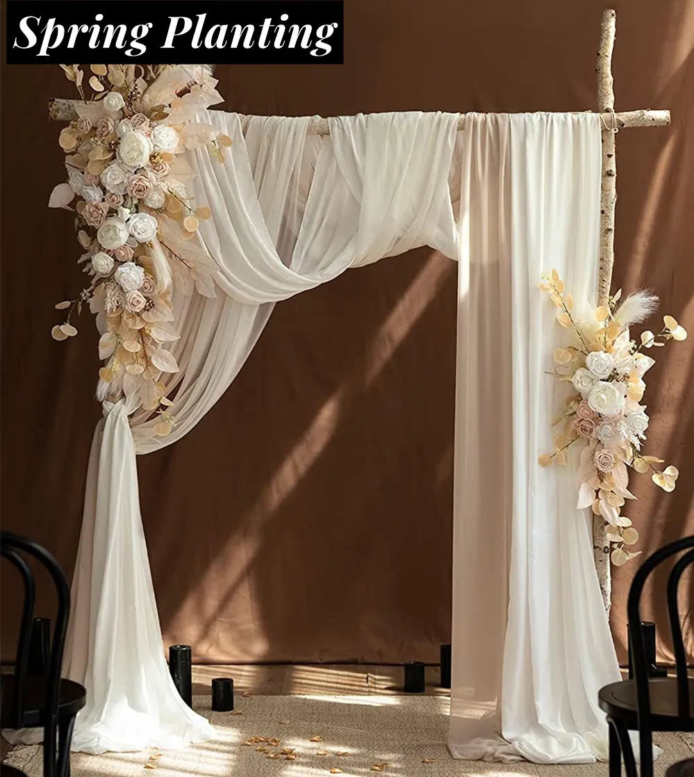 Wedding Supplies Veil Backdrop Decor Props Artificial Flowers Curtain for Wooden Arch Wedding Veil