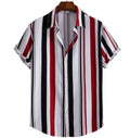 Hawaiian Shirt Stripe Print Loose Fashion Casual Short Sleeve Men's Button Down Beach Summer Shirts for Men
