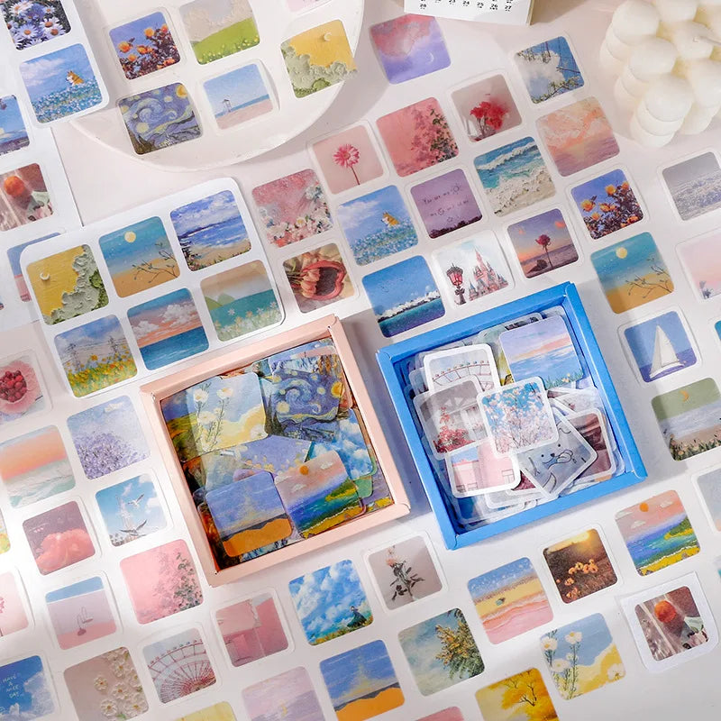 New Exquisite Photo Collection Sticker Dream Oil Painting DIY Hand Account Sticker Decoration 200 Pieces