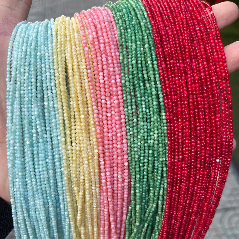 Enhanced Various Colors Natural Freshwater Shell Beads 2mm Small Round Shell Beads for Jewelry Making