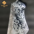 3D Beaded Embroidered Lace Fabric Ivory Bridal Mesh Net for Wedding Dress Luxury Glitter Embroidered Tulle Lace Fabric