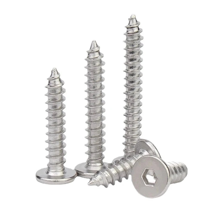 M2 M2.3 M2.6 M3 M3.5 M4 M5 M6 Stainless Steel 304 Wood Allen Socket Self Tapping Screw Ultra Thin Hex Flat Head Screws