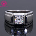 Simple Design 1 Carat 6.5mm Moissanite Diamond Rings for Men Gold Plated Sterling Silver 925 Ring for Male Men