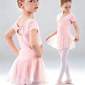 Pink Ballet Dance Leotards Dress Ballerina Tutu Skirt Cross Back Dance Outfit Performance Costume for Girls