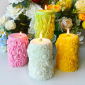 3D New Design Sunflower Blooming Tulip Silicone Mold Embossed Flower Cylinder Pillar Candle Silicone Mold for Candle Making