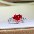 925 Silver Original 1-3 Carat Brilliant Cut Pass Diamond Test Sparkling Red Heart Moissanite Wedding Ring for Women Fine Jewelry