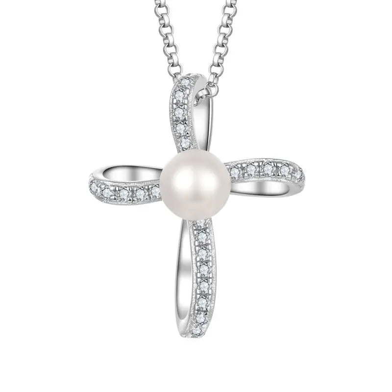 YH JEWELLERY Wholesale Trendy Small 925Sterling Silver Cross Pendant Globe Diamond Necklace Gift for Women
