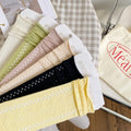 2023 New Women's Pile Socks Summer Thin Cotton Hollow Mesh Straight Tube Socks Lotus Leaf Lace Women Cute Socks