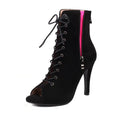 Black Suede Latin Dance Boots High Heel Soft Jazz Modern Ballroom Party Free Dance Shoes for Women