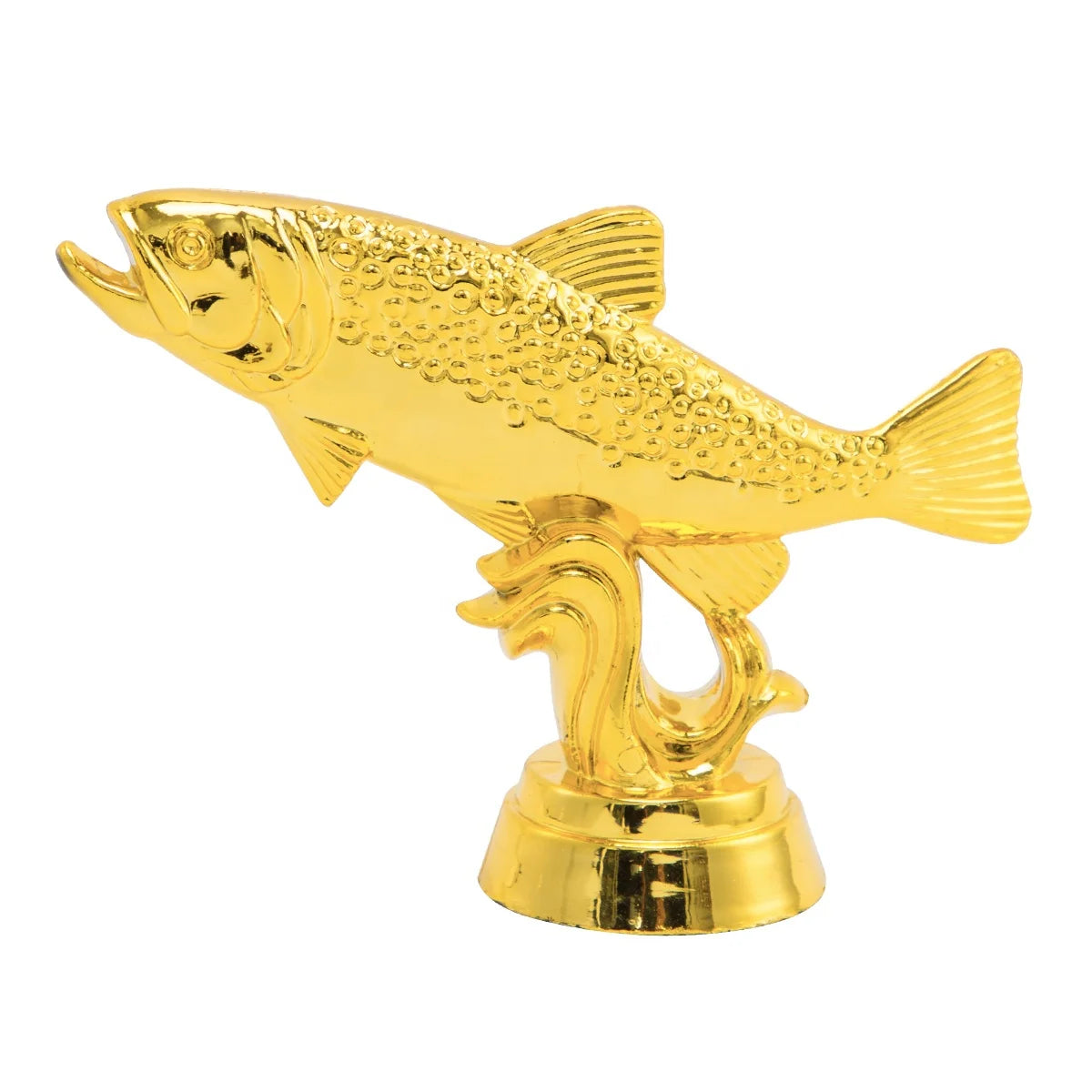 GZ11 Fast Delivery Golden Fish Shape Plastic Trophy Parts Toppers Components for Fishing Exercise