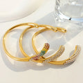 Minimalist Glossy Open 18K Gold Plated Cuff Bracelet Bangle Stainless Steel Gold Plated Jewelry Bracelets Bangles Women